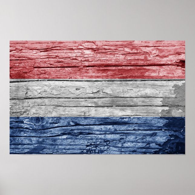 Poster bandeira de madeira da Holanda (Frente)