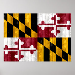 Poster Bandeira de madeira de Marylander