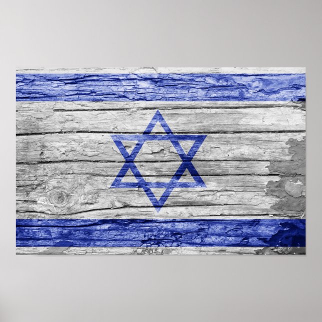 Poster bandeira de madeira israelense (Frente)