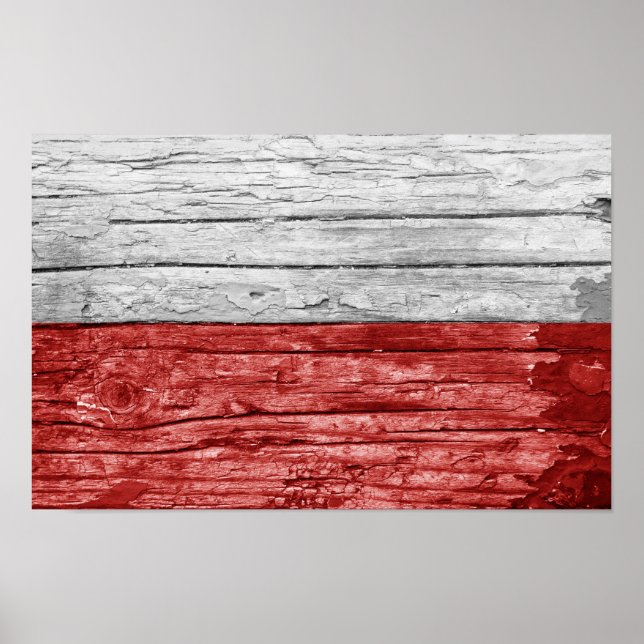 Poster bandeira de madeira polônia (Frente)