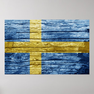 Poster bandeira de madeira suecia