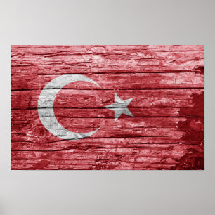 Poster bandeira de madeira turca