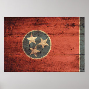 Pôster Bandeira de madeira velha de Tennessee;