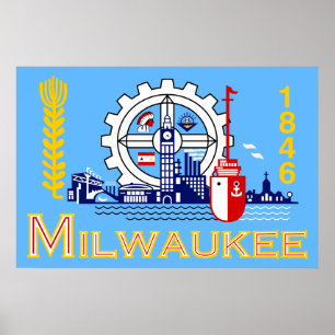 Pôster Bandeira de Milwaukee, Wisconsin, os Estados