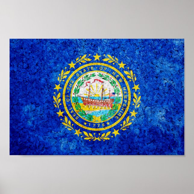 Poster Bandeira de New Hampshire (Frente)