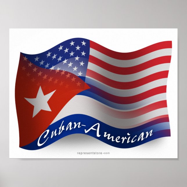 Pôster Bandeira de Ondas Cubanas-Americanas (Frente)
