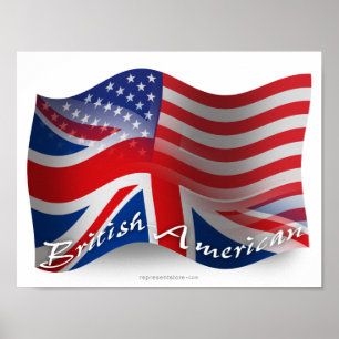 Poster Bandeira de ondulação Britânico-Americana
