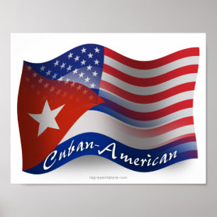 Pôster Bandeira de ondulação Cubano-Americana