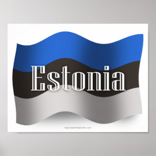 Pôster Bandeira de ondulação de Estónia