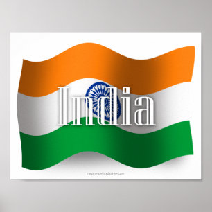 Poster Bandeira de ondulação de India