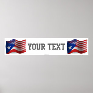 Pôster Bandeira de ondulação Rican-Americana da bandeir