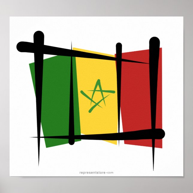 Poster Bandeira de Pincel Senegal (Frente)