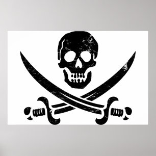 Pôster Bandeira de pirata Roger alegre de John Rackham