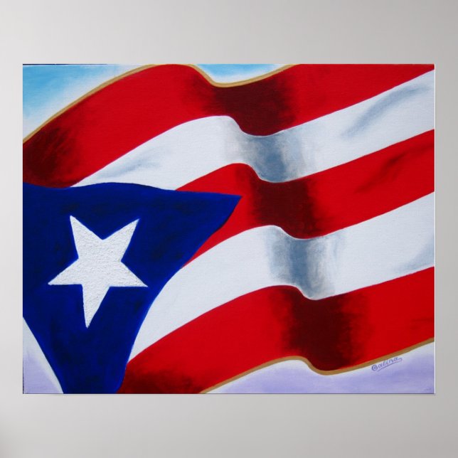 Poster Bandeira de Porto Rico (Frente)