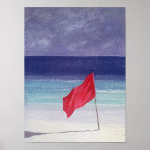 Pôster Bandeira de praia - tempestade que adverte 1985