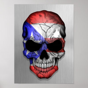 Poster Bandeira de Puerto Rico em um gráfico de aço do