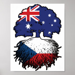Poster Bandeira de Raízes da Árvore na Austrália Checa