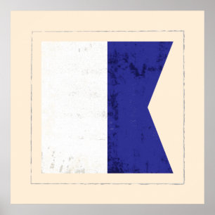 Poster Bandeira de sinal náutica da letra "A"