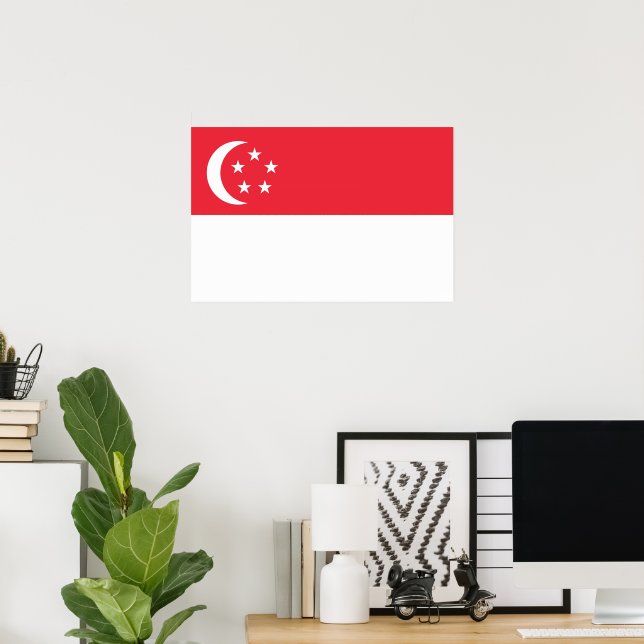 Poster bandeira de Singapura (Escritório em casa)