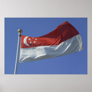 Pôster Bandeira de Singapura