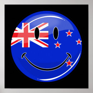 Poster Bandeira de sorriso de Nova Zelândia