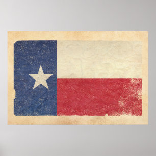 Poster Bandeira de Texas envelhecida