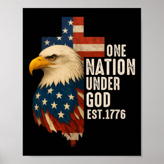Poster Bandeira de Uma Nação Sob Deus 4 de Julho Patrióti
