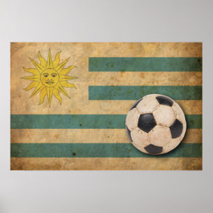 Pôster Bandeira de Uruguai do vintage