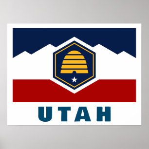 Poster Bandeira de Utah (Beehive Flag)