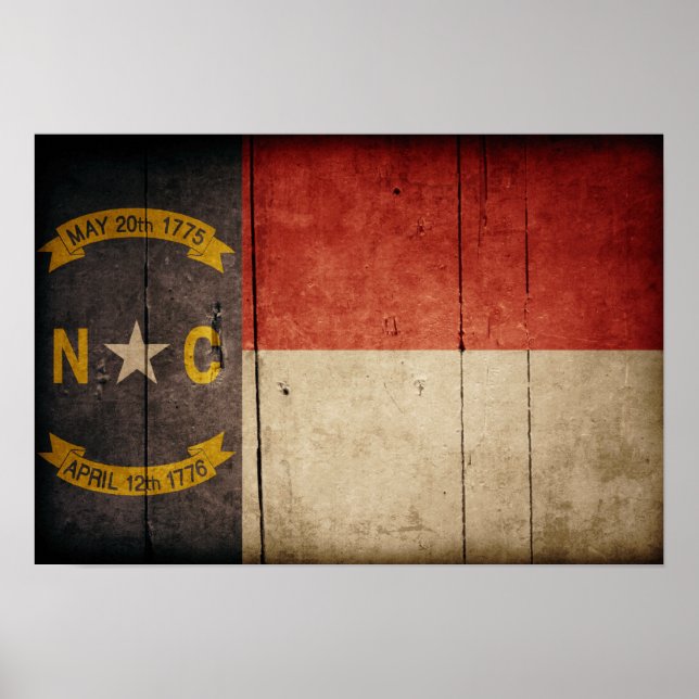 Pôster Bandeira de Wood North Carolina (Frente)