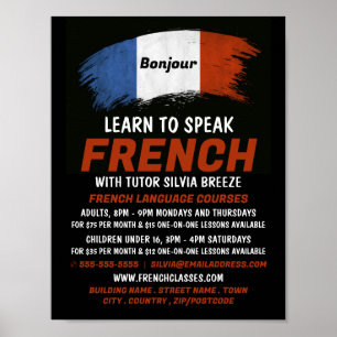 Poster Bandeira Design francês, curso em francês