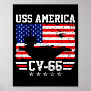 Poster bandeira distressada do porta-aviões Uss america c