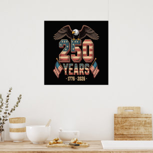 Poster Bandeira do 250º Aniversário dos EUA 250 Anos EUA
