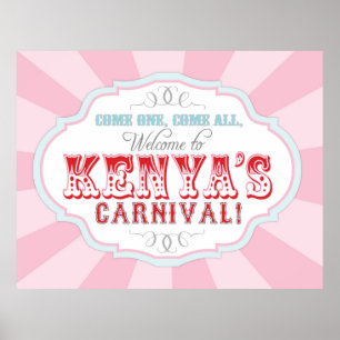 Pôster Bandeira do aniversário do circo do carnaval para