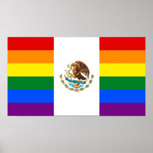 Poster Bandeira do arco-íris do orgulho gay de México