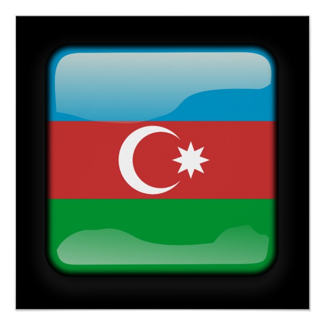 Pôster Bandeira do Azerbaijão (Frente)