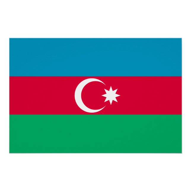 Pôster Bandeira do Azerbaijão Patriótico (Frente)