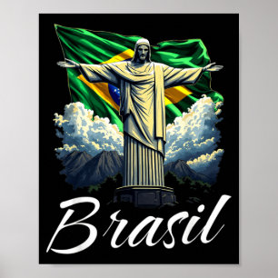 Poster Bandeira do Brasil Cristo Redentor Homens Mulheres