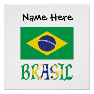 Pôster Bandeira do Brasil e Brasil Personalizado