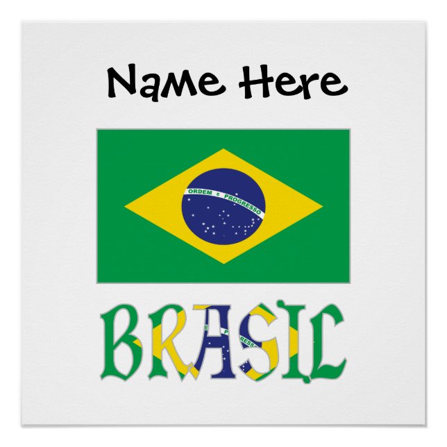Pôster Bandeira do Brasil e Brasil Personalizado (Frente)