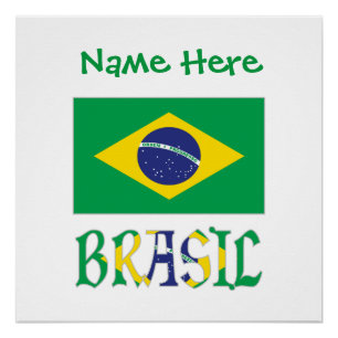 Pôster Bandeira do Brasil e Brasil Personalizado