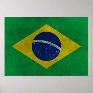 Poster Bandeira do Brasil (Estilo Envelhecida)
