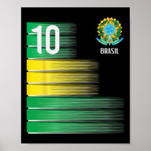 Poster Bandeira do Brasil Número 10 Brasil Futebol Homens