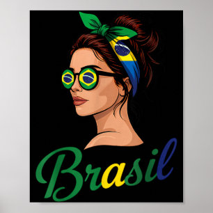 Poster Bandeira do Brasil Raízes Brasileiras Orgulho Bras