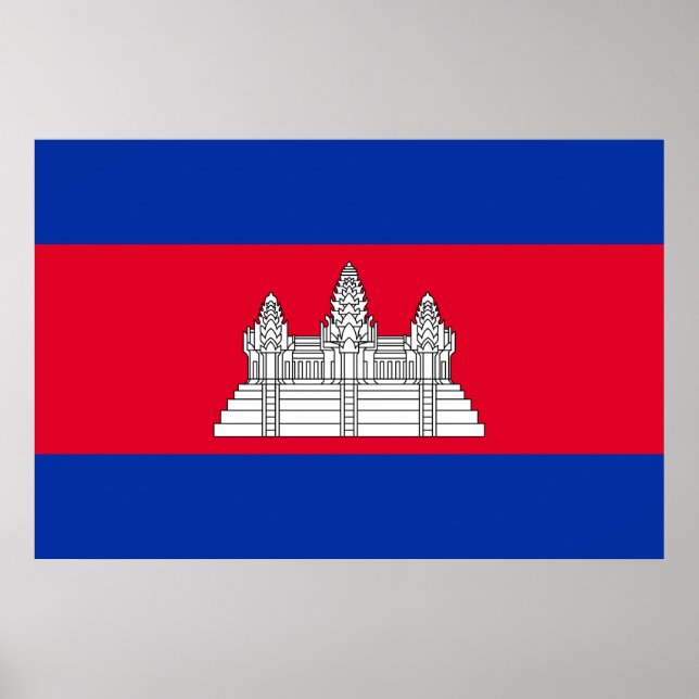 Poster Bandeira do Camboja (Frente)