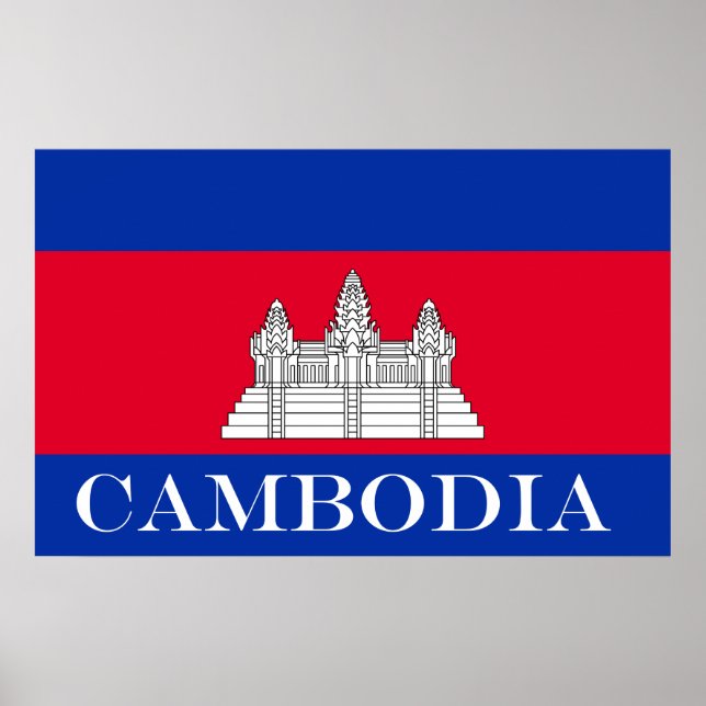 Poster Bandeira do Camboja (Frente)