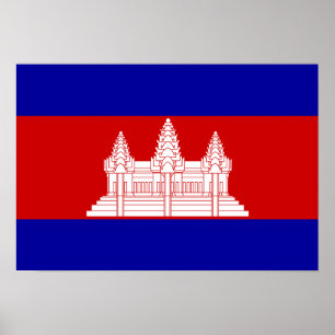 Poster Bandeira do Camboja; Cambodja
