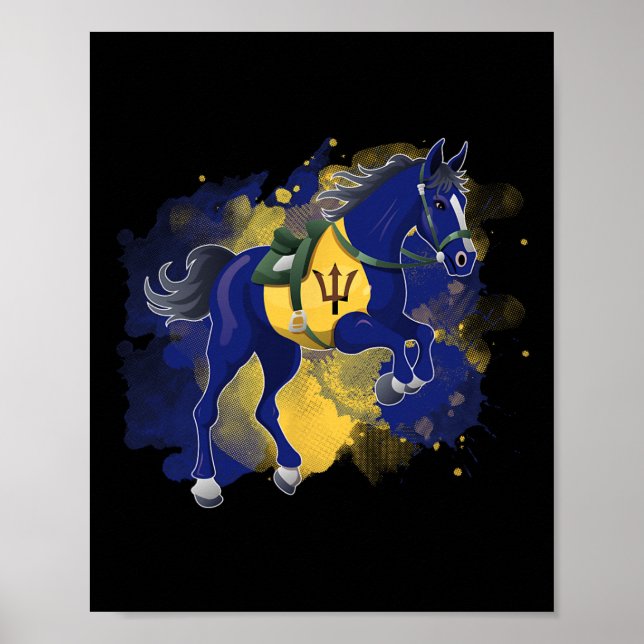 Poster Bandeira do Cavalo Andando Barbados (Frente)
