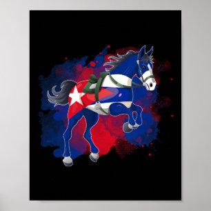 Poster Bandeira do Cavalo Andando em Cuba