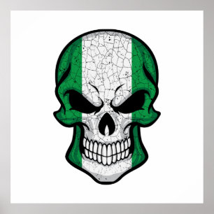 Poster Bandeira do Crânio da Nigéria que Sorri